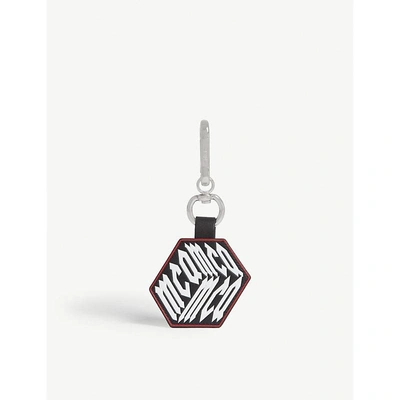 Shop Mcq By Alexander Mcqueen Logo Cube Leather Keyring In Black White