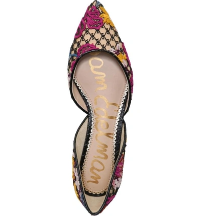 Shop Sam Edelman Rodney Pointy Toe D'orsay Flat In Bright Multi Floral Lace
