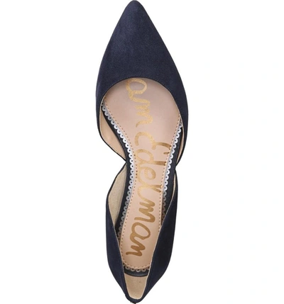 Shop Sam Edelman Rodney Pointy Toe D'orsay Flat In Baltic Navy Suede