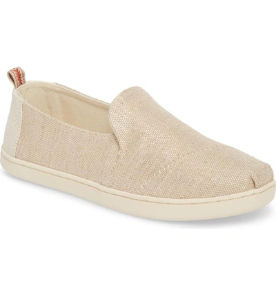 Shop Toms Deconstructed Alpargata Slip-on In Rose Gold Metallic Woven