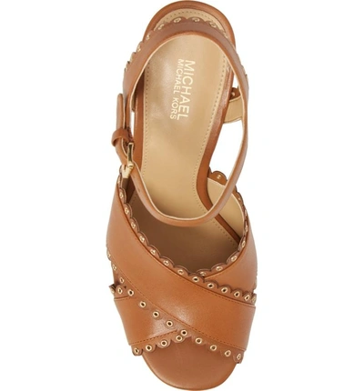 Shop Michael Michael Kors Jessie Platform Sandal In Acorn Leather