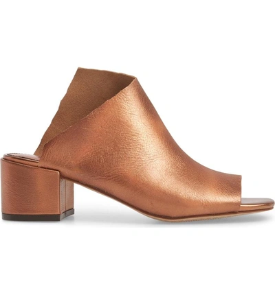 Shop Kelsi Dagger Brooklyn Sabra Peep Toe Slide Sandal In Burnt Bronze