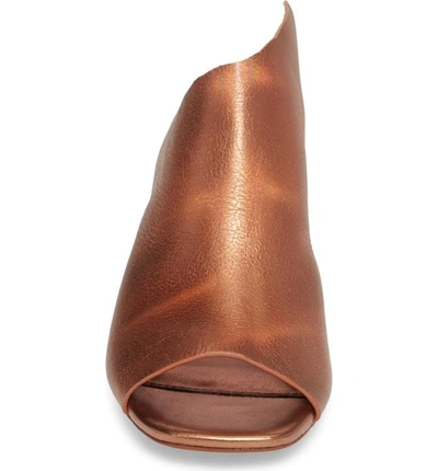 Shop Kelsi Dagger Brooklyn Sabra Peep Toe Slide Sandal In Burnt Bronze