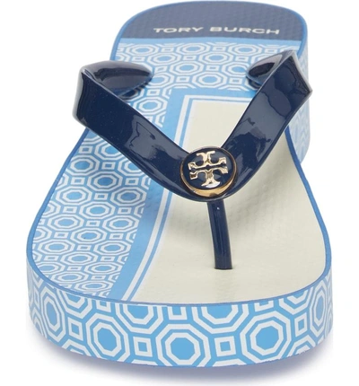 Shop Tory Burch Wedge Flip Flop In Navy/ Sunny Blue