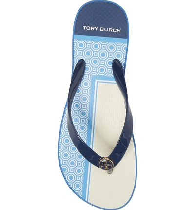 Shop Tory Burch Wedge Flip Flop In Navy/ Sunny Blue