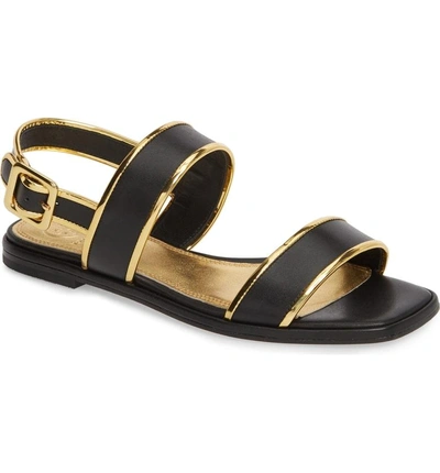 Shop Tory Burch Delaney Double Strap Sandal In Perfect Black/ Gold