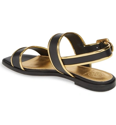 Shop Tory Burch Delaney Double Strap Sandal In Perfect Black/ Gold