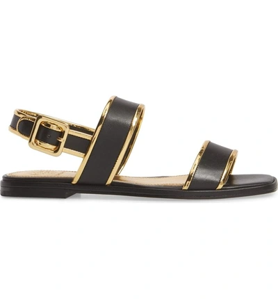 Shop Tory Burch Delaney Double Strap Sandal In Perfect Black/ Gold