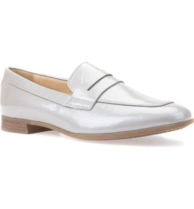 Shop Geox Marlyna Penny Loafer In Light Grey Leather