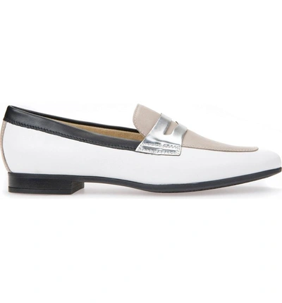 Shop Geox Marlyna Penny Loafer In White/ Sand Leather