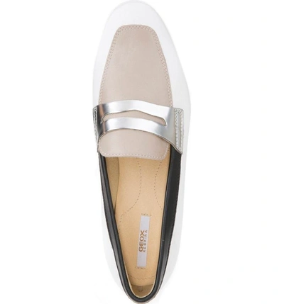 Shop Geox Marlyna Penny Loafer In White/ Sand Leather
