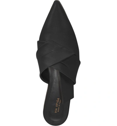 Shop Via Spiga Birgit Pointy Toe Mule In Black Leather