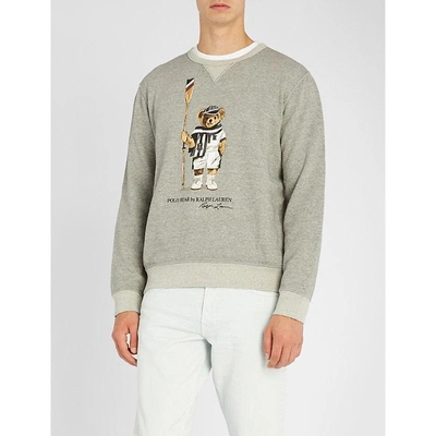 Polo Ralph Lauren Lacrosse-bear Cotton-blend Sweatshirt In Bronx Heather |  ModeSens