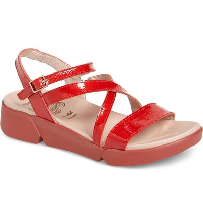 Shop Wonders Wedge Sandal In Red Patent Leather