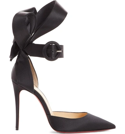 Shop Christian Louboutin Raissa Bow Ankle Strap Pump In Black