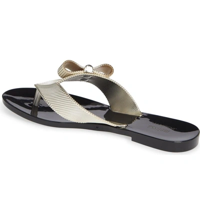 Shop Melissa + Jason Wu Girl Chrome Flip Flop In Black Gold