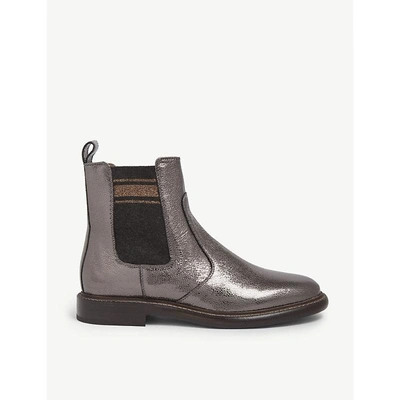 Shop Brunello Cucinelli Broken Glass Leather Chelsea Boots In Carbone