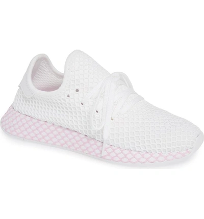 Shop Adidas Originals Deerupt Runner Sneaker In White/ White/ Clear Lilac