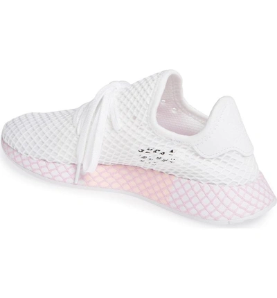 Shop Adidas Originals Deerupt Runner Sneaker In White/ White/ Clear Lilac