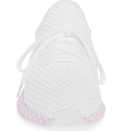 Shop Adidas Originals Deerupt Runner Sneaker In White/ White/ Clear Lilac