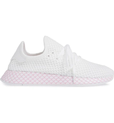 Shop Adidas Originals Deerupt Runner Sneaker In White/ White/ Clear Lilac