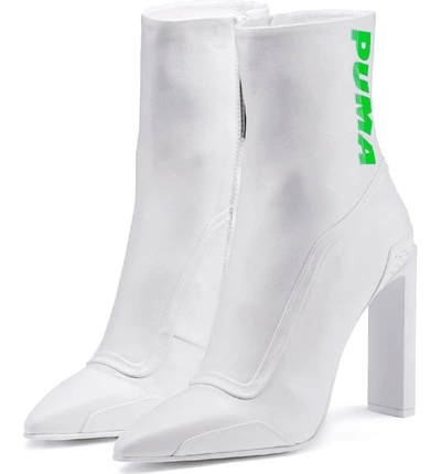 Fenty X Puma Fenty Puma X Rihanna Leather Pointed Toe Racing Booties In  White | ModeSens