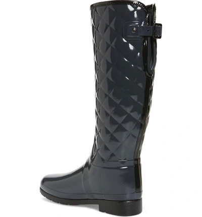 Shop Hunter Original Refined High Gloss Quilted Rain Boot In Dark Slate