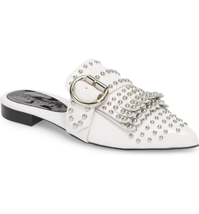 Shop Jeffrey Campbell Daniel Studded Loafer Mule In White Patent