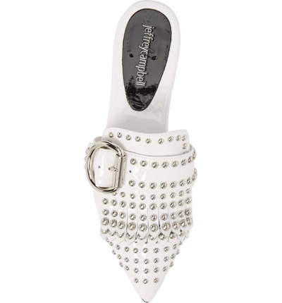 Shop Jeffrey Campbell Daniel Studded Loafer Mule In White Patent