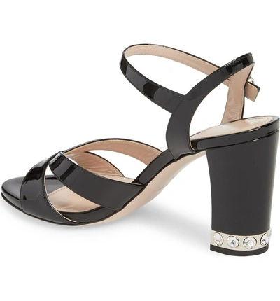 Shop Miu Miu Jeweled Heel Sandal In Black
