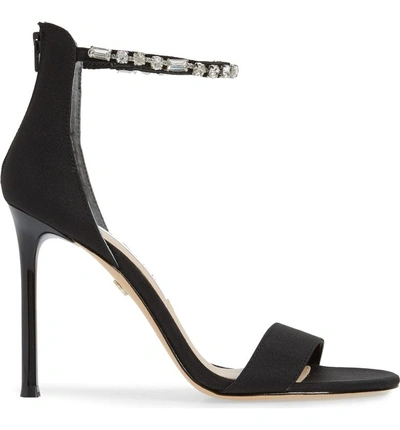 Shop Nina Deena Embellished Sandal In Black Matte Satin