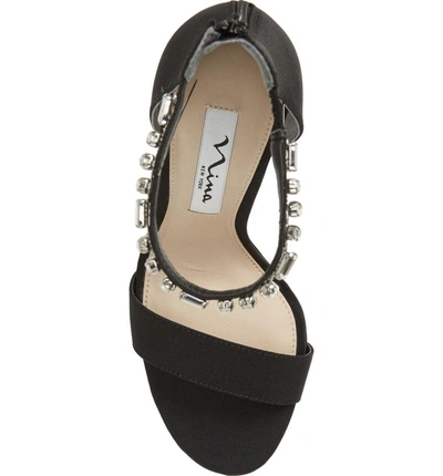 Shop Nina Deena Embellished Sandal In Black Matte Satin