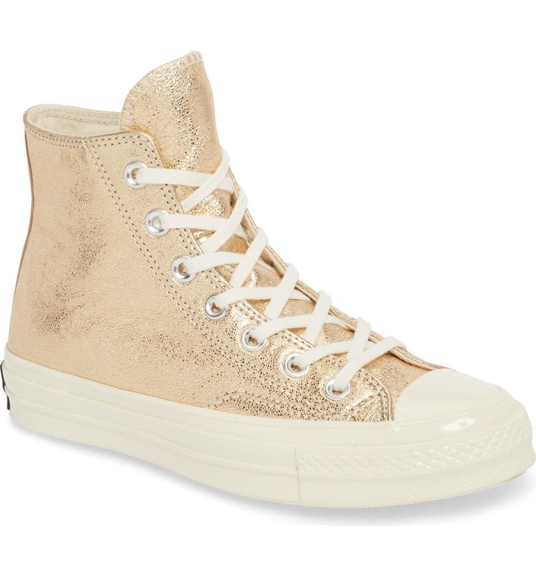 converse chuck 70 heavy metallic leather high top