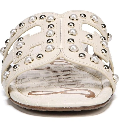 Shop Sam Edelman Bay 2 Embellished Slide Sandal In Modern Ivory Leather