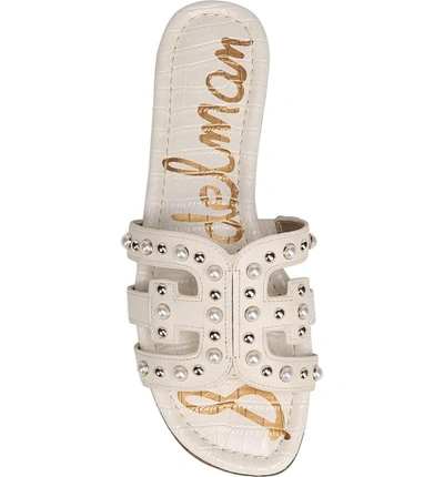 Shop Sam Edelman Bay 2 Embellished Slide Sandal In Modern Ivory Leather