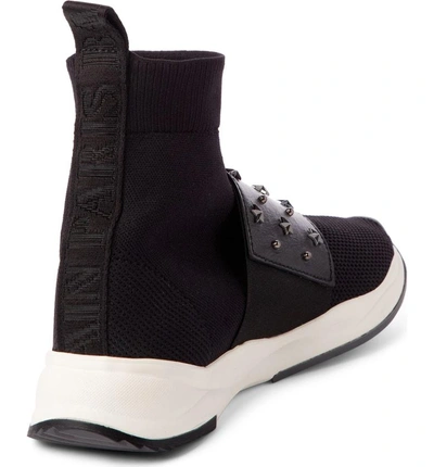 Shop Balmain Cameron Studded Sock Sneaker In Black