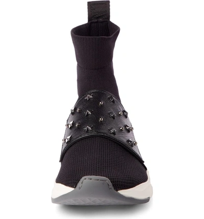 Shop Balmain Cameron Studded Sock Sneaker In Black