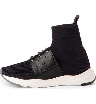 Shop Balmain Cameron Studded Sock Sneaker In Black