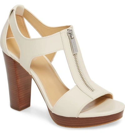 Shop Michael Michael Kors 'berkley' T-strap Sandal In Ecru Leather