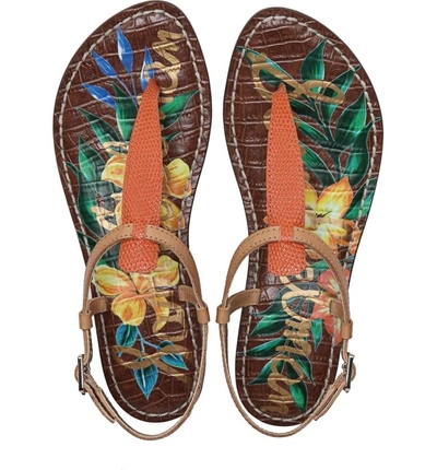 Shop Sam Edelman Gigi Sandal In Tangelo Lizard Print Leather
