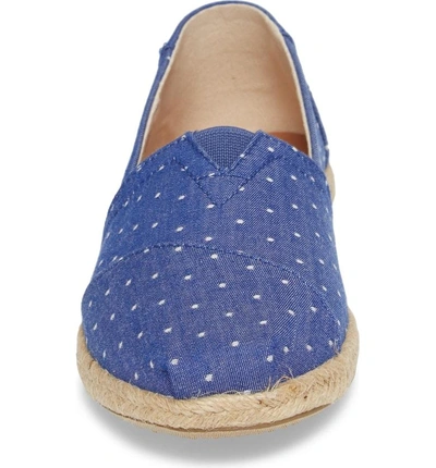 Shop Toms Deconstructed Alpargata Slip-on In Blue Dot Fabric