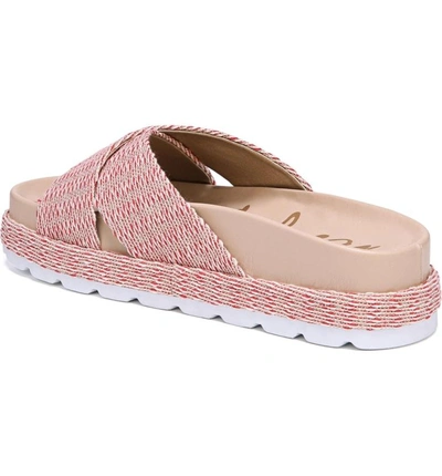 Shop Sam Edelman Sadia Slide Sandal In Candy Red Stripe Print Fabric