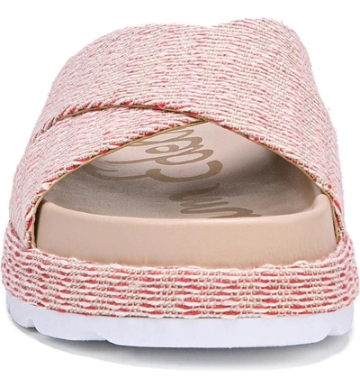 Shop Sam Edelman Sadia Slide Sandal In Candy Red Stripe Print Fabric