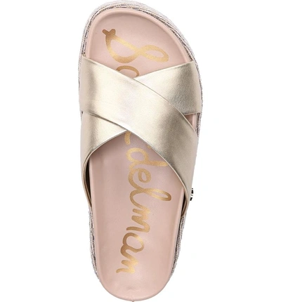 Shop Sam Edelman Sadia Slide Sandal In Molten Gold Leather