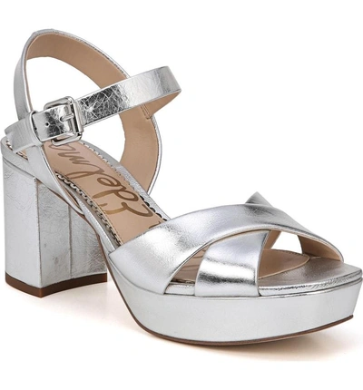 Shop Sam Edelman Jolene Platform Sandal In Soft Silver Leather