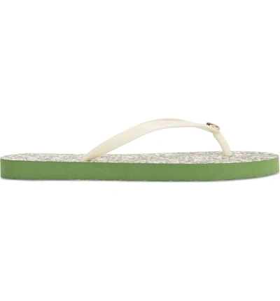 Shop Tory Burch Thin Flip Flop In New Ivory/ Ivory Wild Pansy