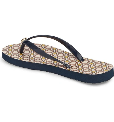 Shop Tory Burch Thin Flip Flop In Tory Navy/ Octagon Square