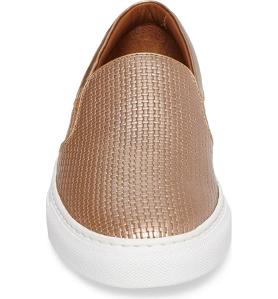 Shop Aquatalia Ashlynn Embossed Slip-on Sneaker In Platinum