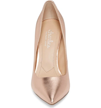Shop Charles By Charles David Maxx Pointy Toe Pump In Rose Gold Leather
