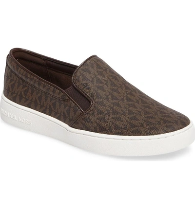 Shop Michael Michael Kors Keaton Slip-on Sneaker In Brown Fabric